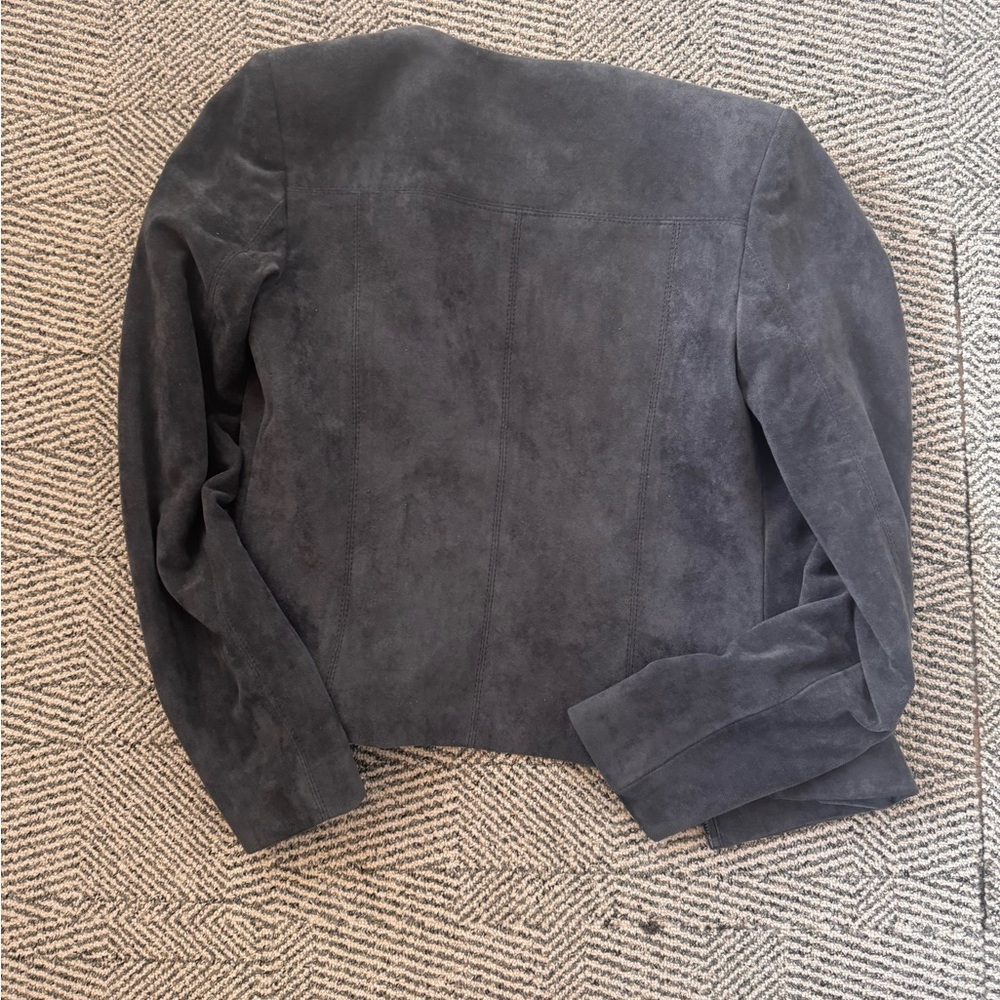 Calvin Klein Charcoal Grey Suede Blazer Size 2 - Picture 8 of 10